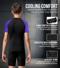 Kids Purple BJJ Rash Guard Short Sleeve