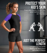 Kids Purple BJJ Rash Guard Short Sleeve