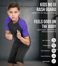 Kids Purple BJJ Rash Guard Short Sleeve
