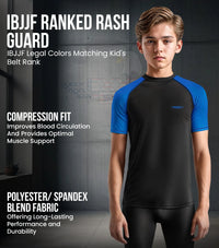 Kids Royal Blue BJJ Rash Guard Short Sleeve