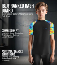 Kids Tie Dye BJJ Rash Guard Short Sleeve