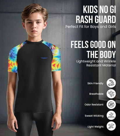 Kids Tie Dye BJJ Rash Guard Short Sleeve
