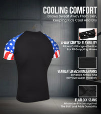 Kids Usa Flag BJJ Rash Guard Short Sleeve