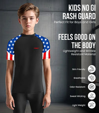 Kids Usa Flag BJJ Rash Guard Short Sleeve