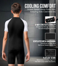 Kids White BJJ Rash Guard Short Sleeve