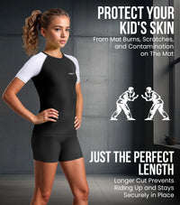 Kids White BJJ Rash Guard Short Sleeve