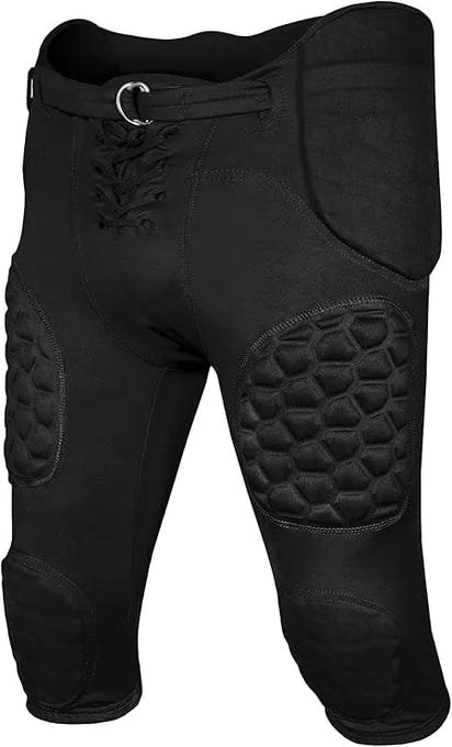 Rebel Men's Integrated Football Pants with Built-in Pads Black (Adult)