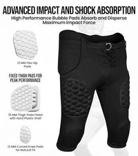 Rebel Men's Integrated Football Pants with Built-in Pads Black (Adult)