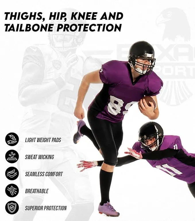 Rebel Men's Integrated Football Pants with Built-in Pads Black (Adult)