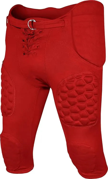 Rebel Men's Integrated Football Pants with Built-in Pads Red (Adult)