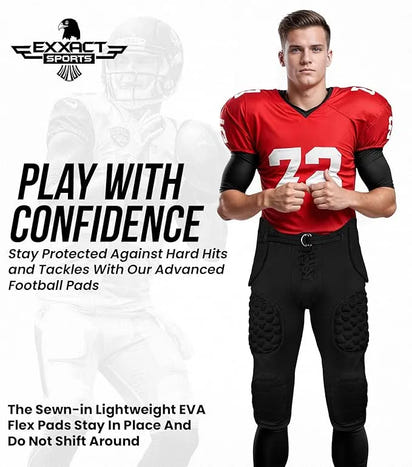 Rebel Men's Integrated Football Pants with Built-in Pads Red (Adult)