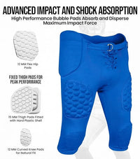 Rebel Men's Integrated Football Pants with Built-in Pads Royal Blue (Adult)