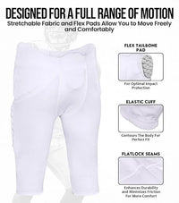 Rebel Men's Integrated Football Pants with Built-in Pads White (Adult)