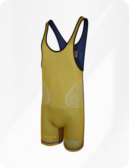 Reversible Wrestling Singlet For Gymnastic & Mma Navy/Gold (Unisex Adult/youth)