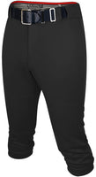 Softball Pants for Women with Snap and Zipper, Elastic Bottom, and Mesh Panels (Black)