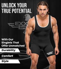 Men's Plain Black Wrestling Singlets, Powerlifting Singlet