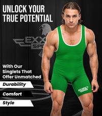 Men's Plain Green Wrestling Singlets, Powerlifting Singlet