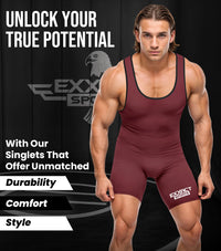 Men's Plain Maroon Wrestling Singlets, Powerlifting Singlet