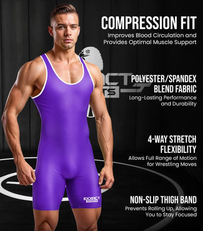 Men's Plain Purple Wrestling Singlets, Powerlifting Singlet