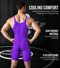Men's Plain Purple Wrestling Singlets, Powerlifting Singlet