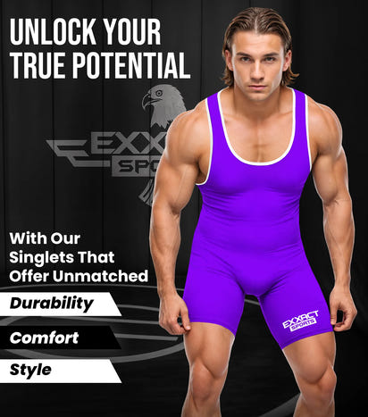 Men's Plain Purple Wrestling Singlets, Powerlifting Singlet
