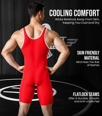 Men's Plain Red Wrestling Singlets, Powerlifting Singlet