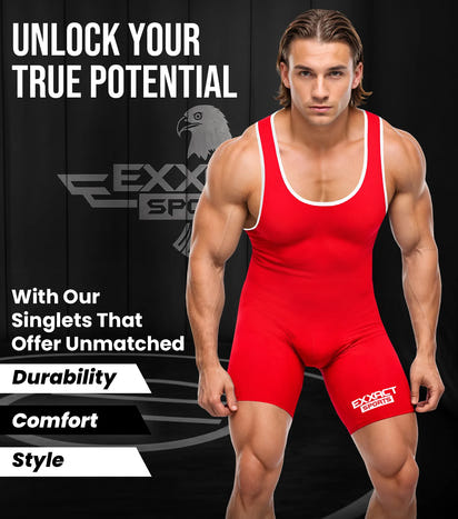 Men's Plain Red Wrestling Singlets, Powerlifting Singlet