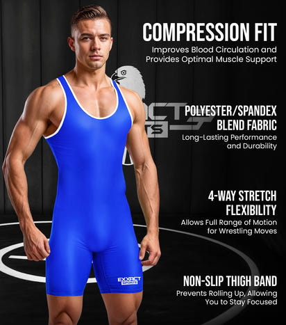 Men's Plain Royal Blue Wrestling Singlets, Powerlifting Singlet