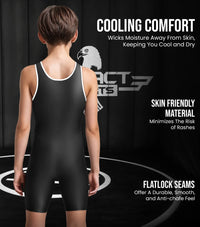 Boys Youth Plain Black Wrestling Singlets, Powerlifting Singlet