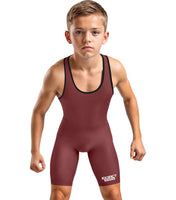 Boys Youth Plain Maroon Wrestling Singlets, Powerlifting Singlet