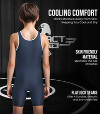 Boys Youth Plain Navy Wrestling Singlets, Powerlifting Singlet