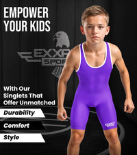 Boys Youth Plain Purple Wrestling Singlets, Powerlifting Singlet