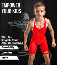 Boys Youth Plain Red Wrestling Singlets, Powerlifting Singlet