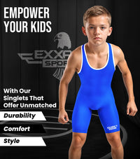 Boys Youth Plain Royal Blue Wrestling Singlets, Powerlifting Singlet