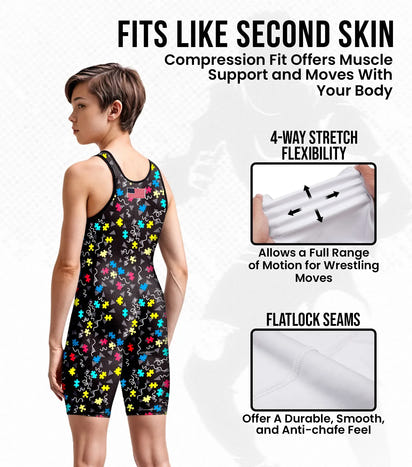 Boys Youth Sublimated Wrestling Singlets (Autism)