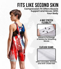 Boys Youth Sublimated Wrestling Singlets (Brushy USA)