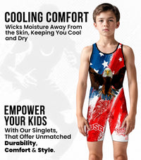 Boys Youth Sublimated Wrestling Singlets (Brushy USA)