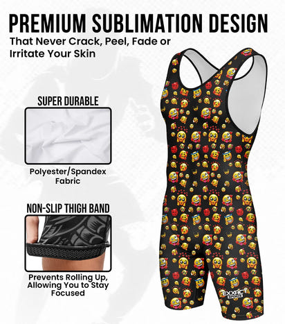 Boys Youth Sublimated Wrestling Singlets (Emoji)