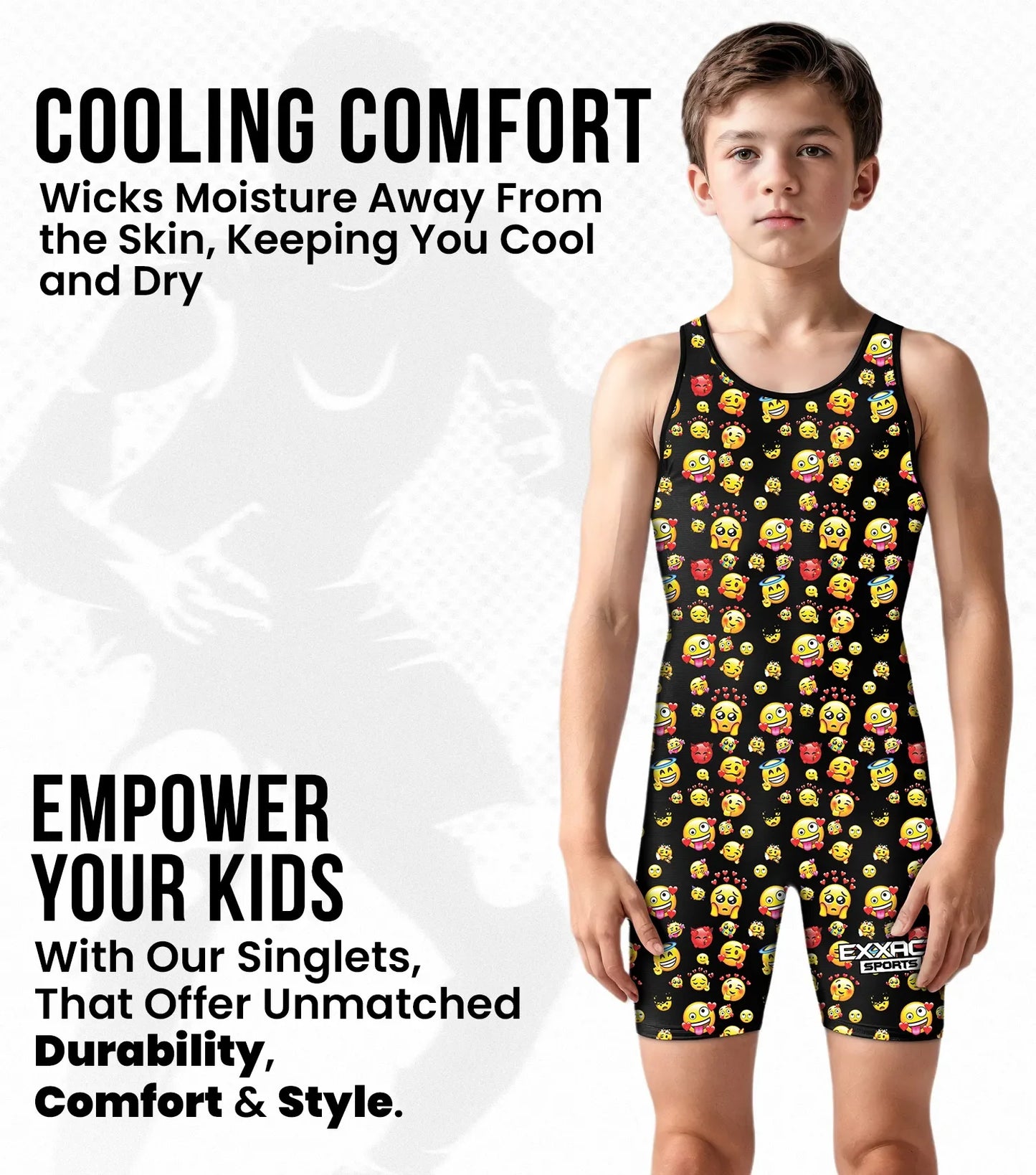 Boys Youth Sublimated Wrestling Singlets (Emoji)