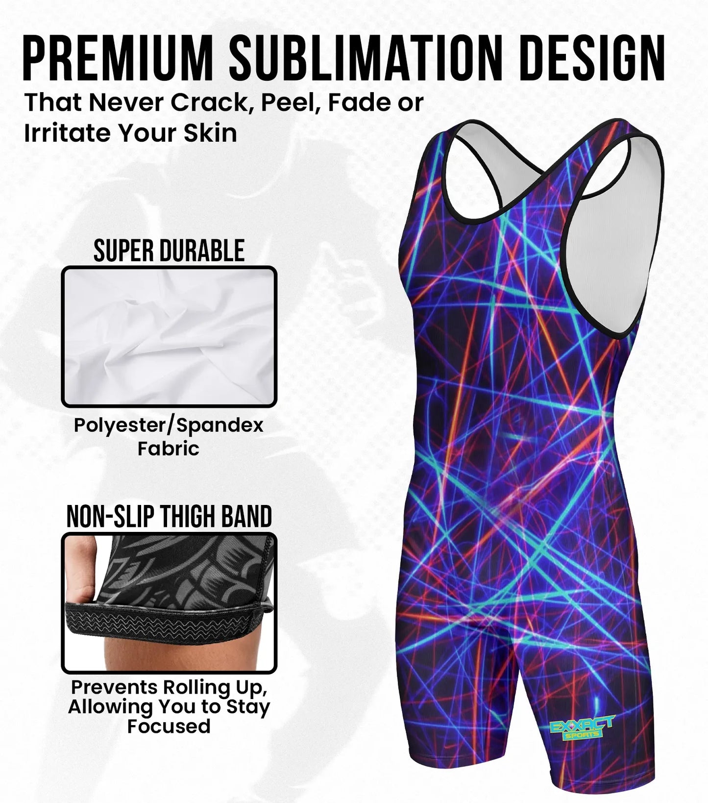 Boys Youth Sublimated Wrestling Singlets (Lazer)