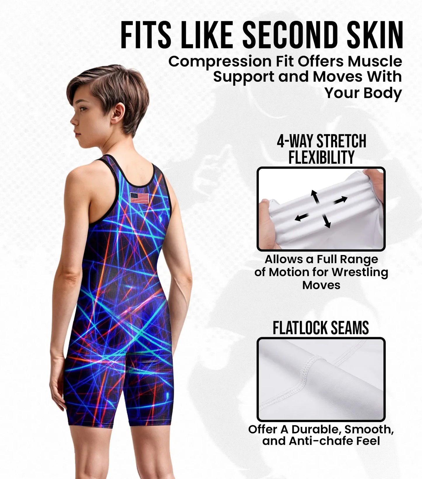 Boys Youth Sublimated Wrestling Singlets (Lazer)