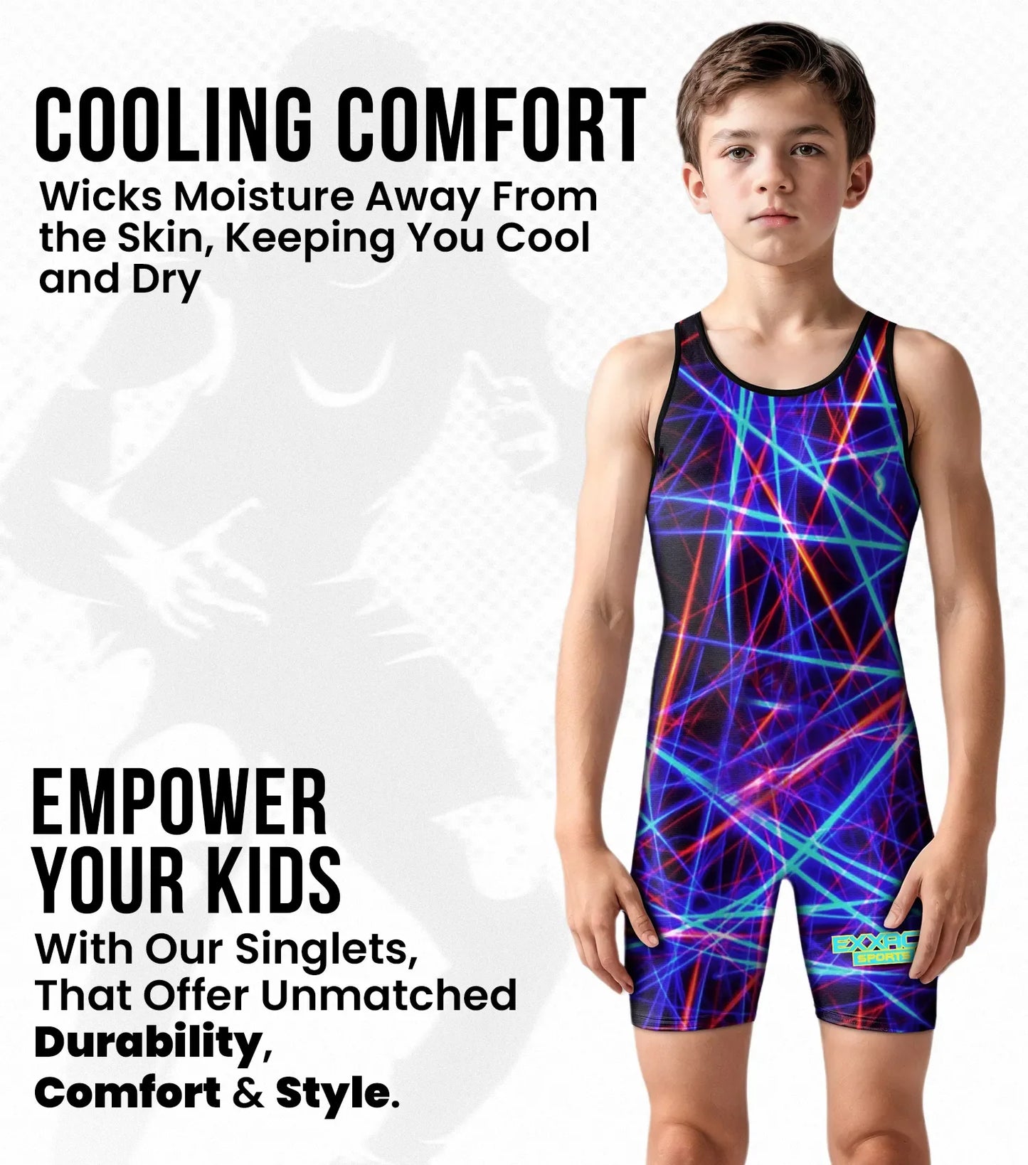 Boys Youth Sublimated Wrestling Singlets (Lazer)