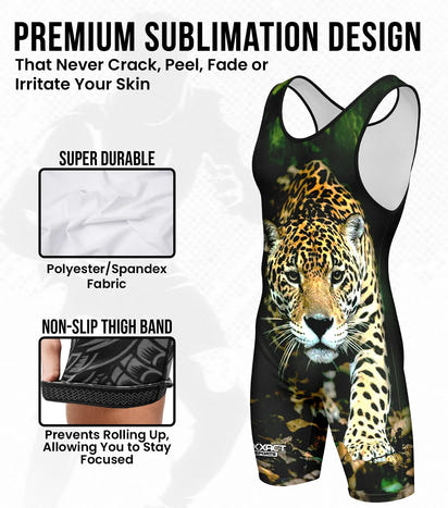 Boys Youth Sublimated Wrestling Singlets (Leopard)