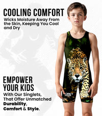 Boys Youth Sublimated Wrestling Singlets (Leopard)