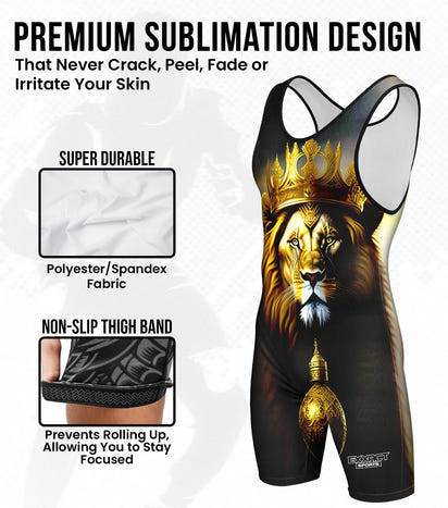 Boys Youth Sublimated Wrestling Singlets (Lion)