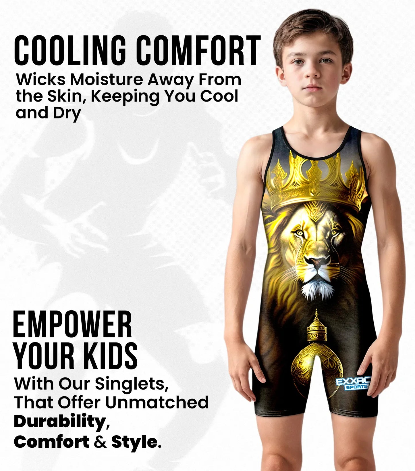 Boys Youth Sublimated Wrestling Singlets (Lion)