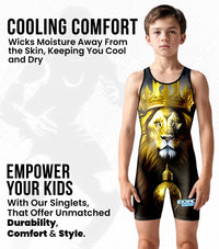 Boys Youth Sublimated Wrestling Singlets (Lion)