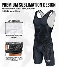 Boys Youth Sublimated Wrestling Singlets (Black Panther)