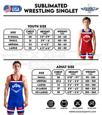 Boys Youth Sublimated Wrestling Singlets (Red Usa)