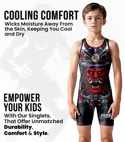 Boys Youth Sublimated Wrestling Singlets (Samurai)